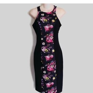 NWT-Material Girl Floral Print Black Midi Dress